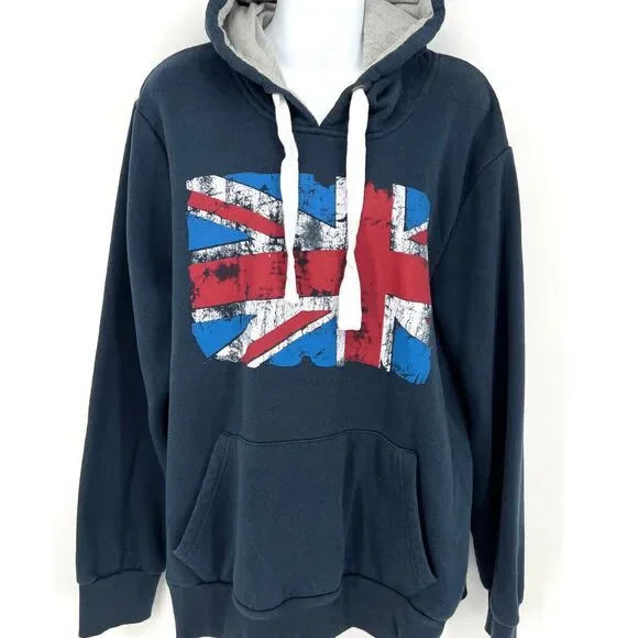 Cedar Wood State Navy British Flag Pullover Hoodie Size XL - Picture 8 of 8